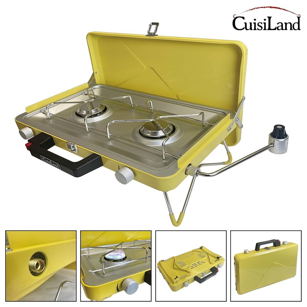 Cuisiland Camping Gas Stove Portable 2 Burner Stovetop